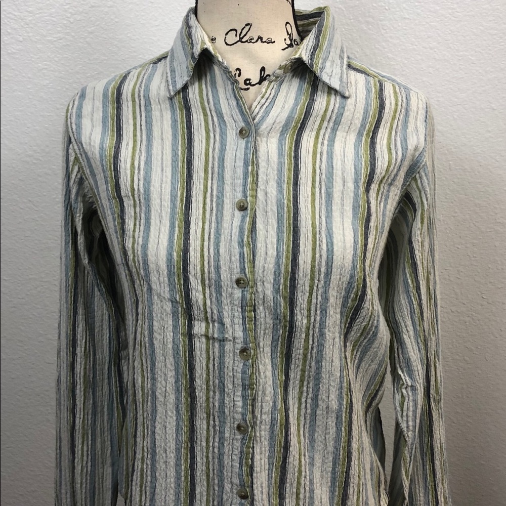 Columbia Sportswear Green Gray Aqua Shirt Small